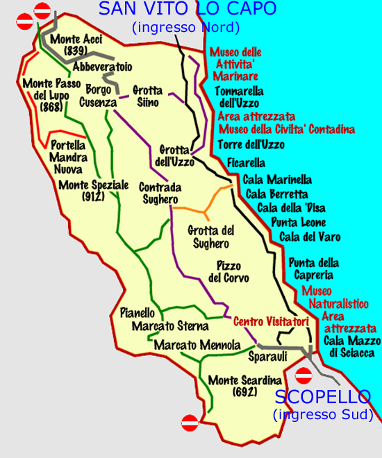 cartina riserva dello zingaro